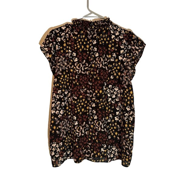 Maurices Women's Floral Print Blouse Black & Yellow XL 100% Polyester Short Slee - Picture 12 of 12
